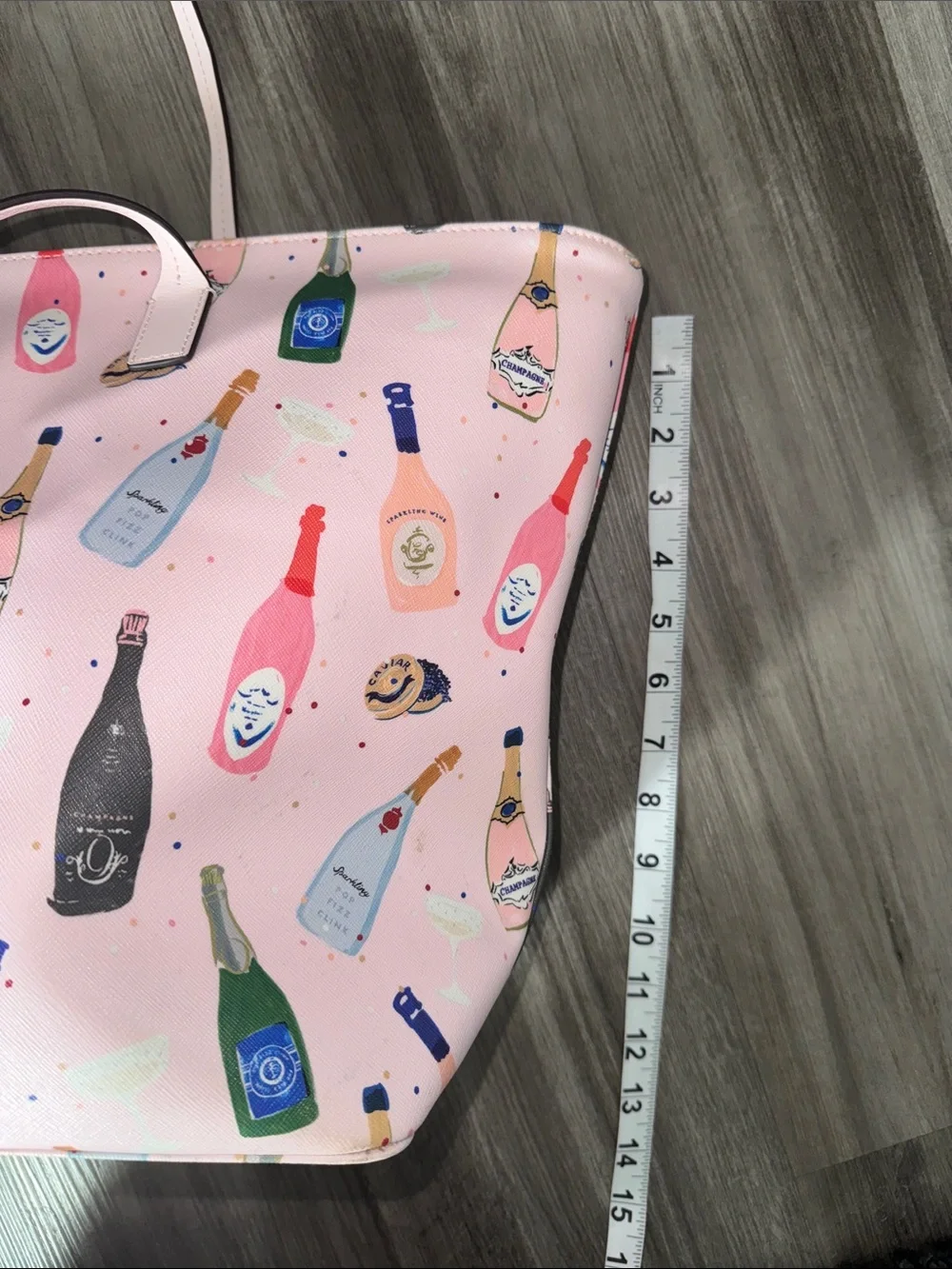 Kate Spade Shore Street Margareta tote bag purse pink champagne bottles designer